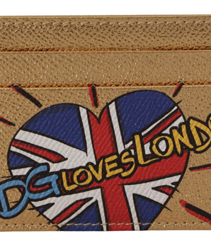 Dolce & Gabbana Gold Leather #DGLovesLondon Women Cardholder Case Wallet