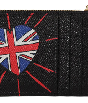 Dolce & Gabbana Black Leather #DGLovesLondon Women Cardholder Coin Case  Wallet