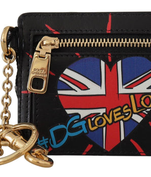 Dolce & Gabbana Black Leather #DGLovesLondon Keyring Cardholder Coin Case