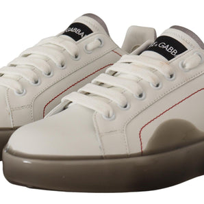 Dolce &amp; Gabbana Elegant White Leather Sneakers