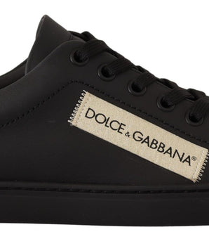 Zapatillas bajas elegantes de cuero negro y dorado de Dolce &amp; Gabbana