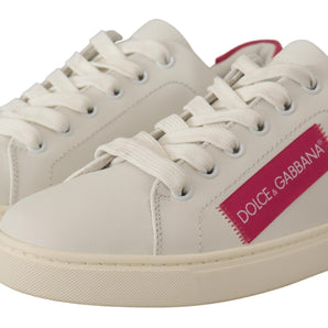 Dolce &amp; Gabbana Elegantes zapatillas bajas de cuero blanco