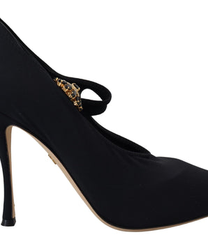Dolce &amp; Gabbana Chic Black Mary Jane Sock Pumps with Crystals
