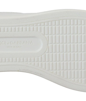 Dolce &amp; Gabbana Chic White Pink Leather Low-Top Sneakers