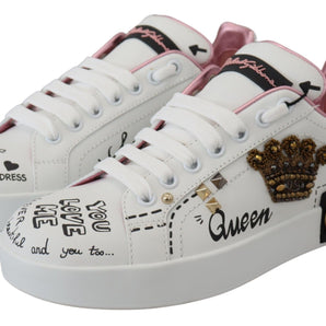 Dolce &amp; Gabbana Queen Crown Chic Leather Sneakers