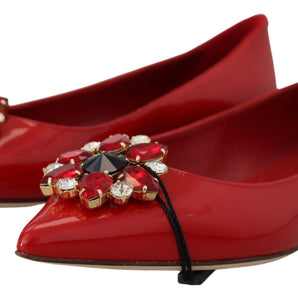 Dolce &amp; Gabbana Red Suede Crystal Loafers - Exquisite Elegance