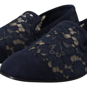 Dolce &amp; Gabbana Elegantes Mocasines Planos Azules - Summer Chic