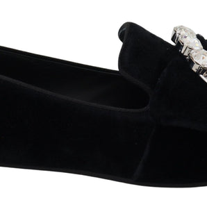 Dolce &amp; Gabbana Chic Velvet Crystal-Embellished Loafers