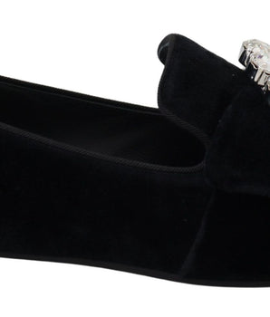 Dolce &amp; Gabbana Chic Velvet Crystal-Embellished Loafers