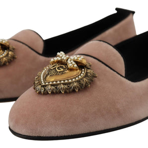 Dolce &amp; Gabbana Elegantes mocasines Devotion de terciopelo rosa