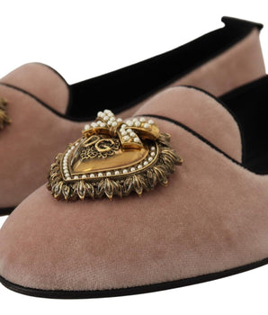 Dolce &amp; Gabbana Elegantes mocasines Devotion de terciopelo rosa