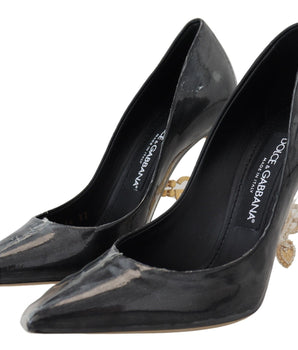 Dolce &amp; Gabbana Elegant Black Gold Detail Heels Pumps