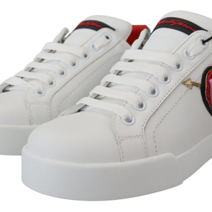 Dolce & Gabbana Elegant White Portofino Leather Sneakers