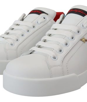 Dolce &amp; Gabbana Elegant White Portofino Leather Sneakers