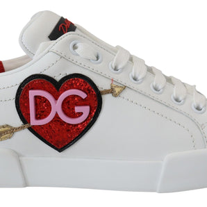 Dolce &amp; Gabbana Elegantes zapatillas deportivas de piel Portofino blancas