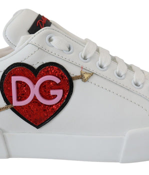 Dolce &amp; Gabbana Elegant White Portofino Leather Sneakers