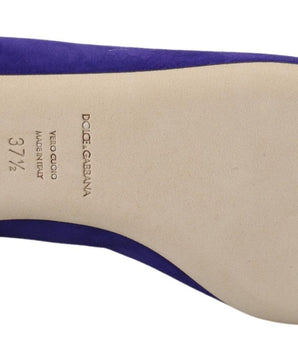 Dolce &amp; Gabbana Zapatos planos de ante morado con cristales adornados