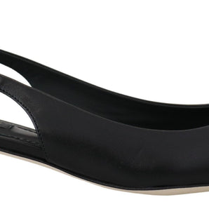 Dolce &amp; Gabbana Elegant Black Leather Slingback Pumps