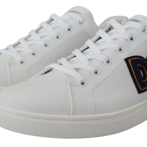 Dolce &amp; Gabbana Elegantes zapatillas deportivas de cuero blanco para hombre