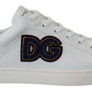 Dolce &amp; Gabbana Elegantes zapatillas deportivas de cuero blanco para hombre