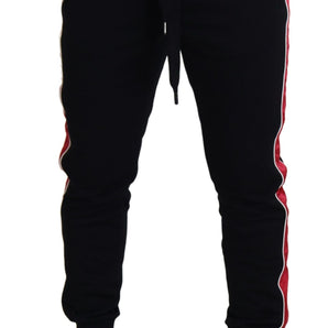 Dolce & Gabbana Elegant Black Jogging Sweatpants with Red Detail