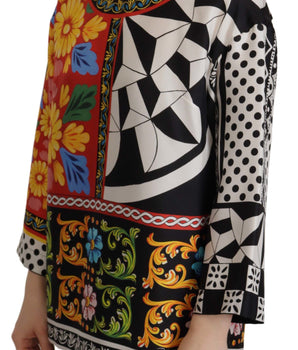 Dolce &amp; Gabbana Blusa con cuello redondo y flores barrocas de seda