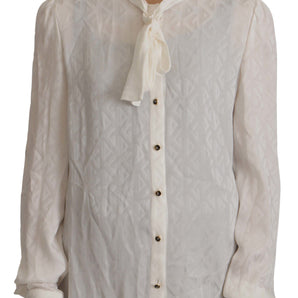 Dolce &amp; Gabbana Blusa elegante de seda con cuello Ascot