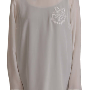 Dolce &amp; Gabbana Elegant Silk Top with Logo Embroidery