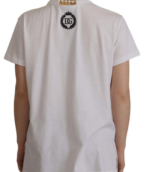 Dolce &amp; Gabbana Impresionante camiseta adornada con logo y escote en V