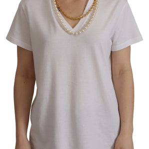 Dolce & Gabbana Stunning V-Neckline Logo Embellished Tee