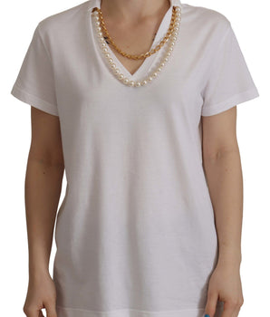 Dolce &amp; Gabbana Impresionante camiseta adornada con logo y escote en V