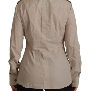 Dolce & Gabbana Elegant Beige Cotton Long Sleeve Shirt