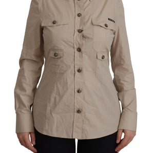 Dolce &amp; Gabbana Elegant Beige Cotton Long Sleeve Shirt