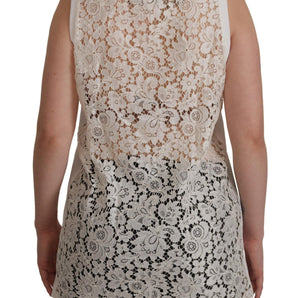 Dolce & Gabbana Elegant White Embellished Sleeveless Tee