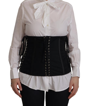 Dolce &amp; Gabbana Elegante top negro con tirantes en la cintura y corsé