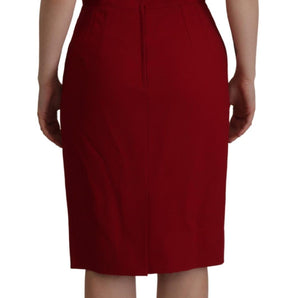 Dolce &amp; Gabbana Elegant Red Square Neck Midi Dress