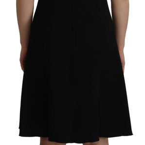 Dolce &amp; Gabbana Elegant Black V-Neck A-Line Dress