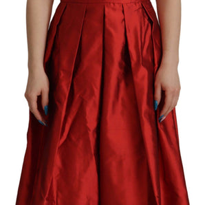 Dolce &amp; Gabbana Radiant Red Silk A-Line Midi Dress