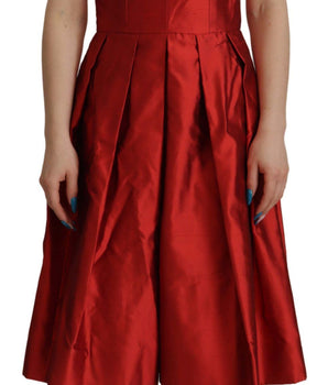 Dolce &amp; Gabbana Vestido midi evasé de seda rojo radiante