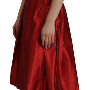 Dolce & Gabbana Radiant Red Silk A-Line Midi Dress