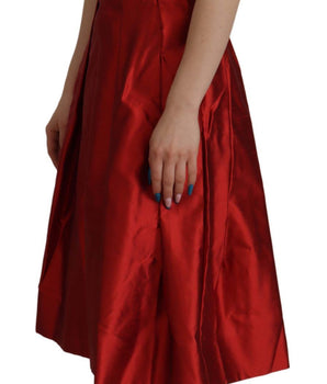Dolce &amp; Gabbana Vestido midi evasé de seda rojo radiante
