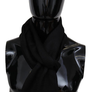 Missoni Black Wool Blend Unisex Neck Wrap Fringes Men's Scarf