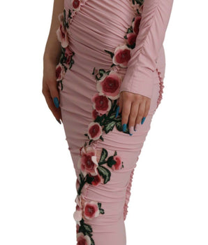 Dolce &amp; Gabbana Elegante vestido ajustado rosa de un hombro