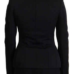 Dolce &amp; Gabbana Sleek Black Snap Jacket with Silk Lining