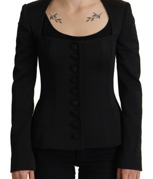 Dolce &amp; Gabbana Elegante chaqueta negra con forro de seda