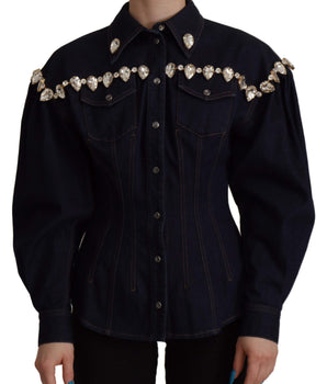 Dolce &amp; Gabbana Elegante chaqueta vaquera con adornos de cristales