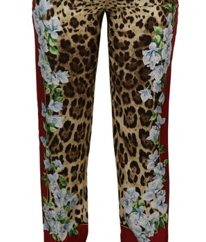 Dolce &amp; Gabbana Elegantes pantalones de seda multicolores de cintura alta