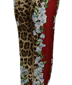 Dolce &amp; Gabbana Elegantes pantalones de seda multicolores de cintura alta