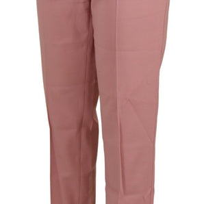 Dolce &amp; Gabbana Pantalones Chic De Lana Virgen De Cintura Media Rosa