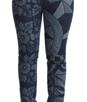 Dolce &amp; Gabbana Vaqueros pitillo elegantes con estampado floral y cintura alta